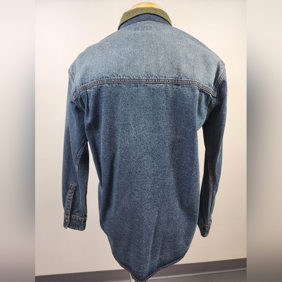 Five CM Men's Denim Blue Jean Shirt Snap Front Shacket, Size Small - Picture 3 of 15